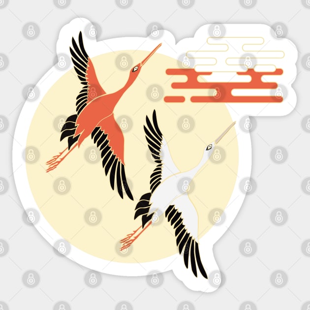 Japanese Crane Sticker by urrin DESIGN